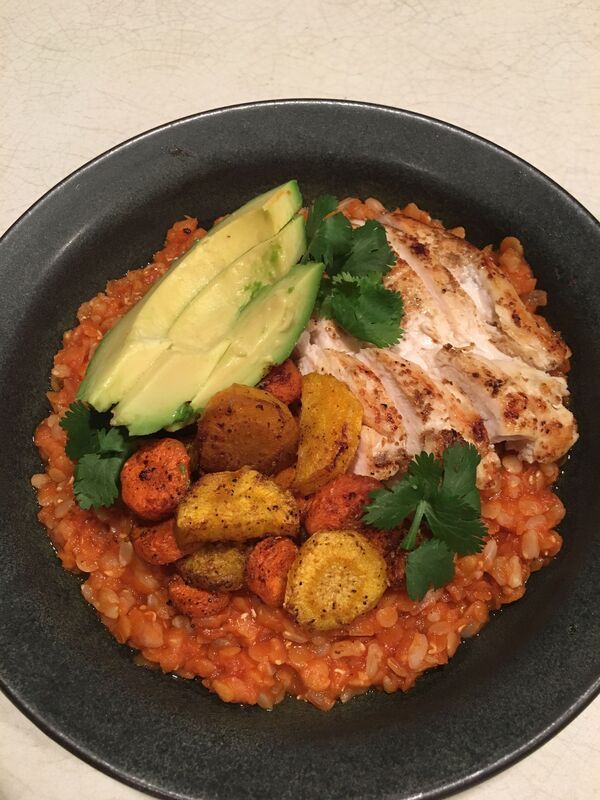 Lentil Curry Bowl with Roasted Carrots, 